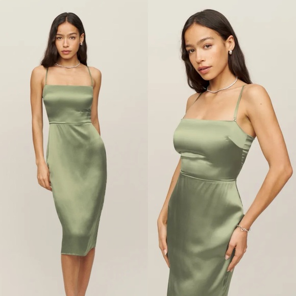 Reformation Dresses & Skirts - NWT Reformation Oaklie Green Silk Midi Dress